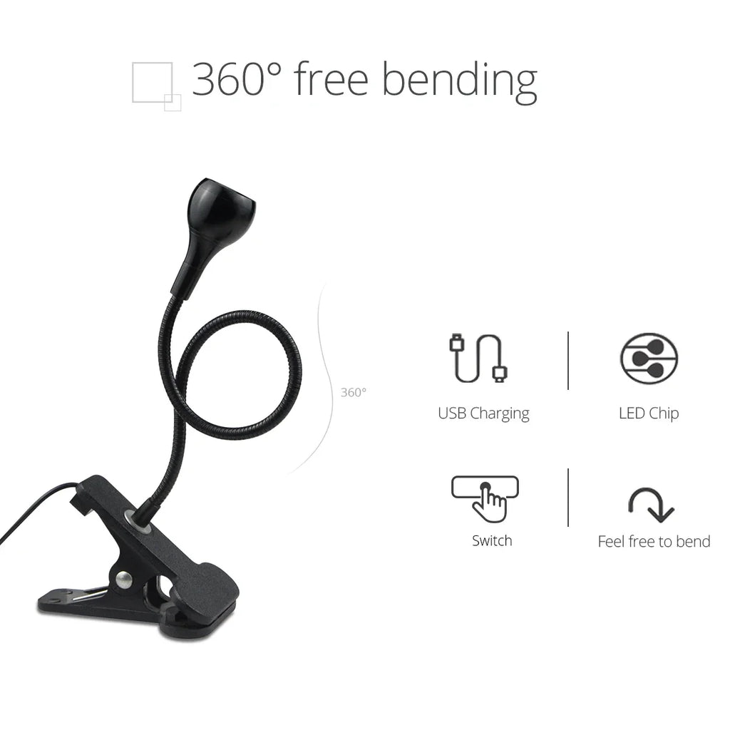 1-10Pcs Clip-On Light USB Power Reading Book Light For Power Bank Computer Interface,1W Flexible LED Table Lamp Night Lighting Oasis Select