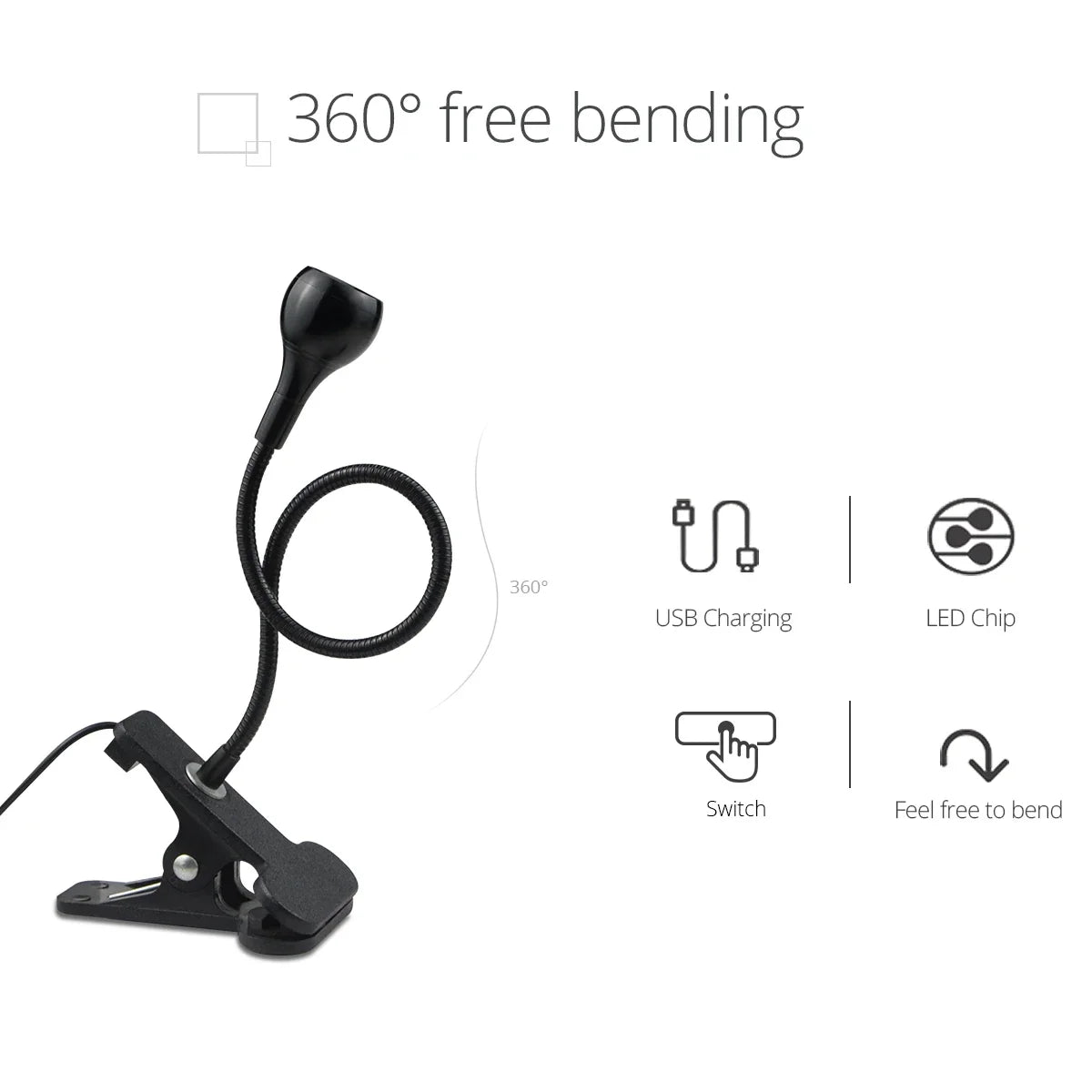 1-10Pcs Clip-On Light USB Power Reading Book Light For Power Bank Computer Interface,1W Flexible LED Table Lamp Night Lighting Oasis Select