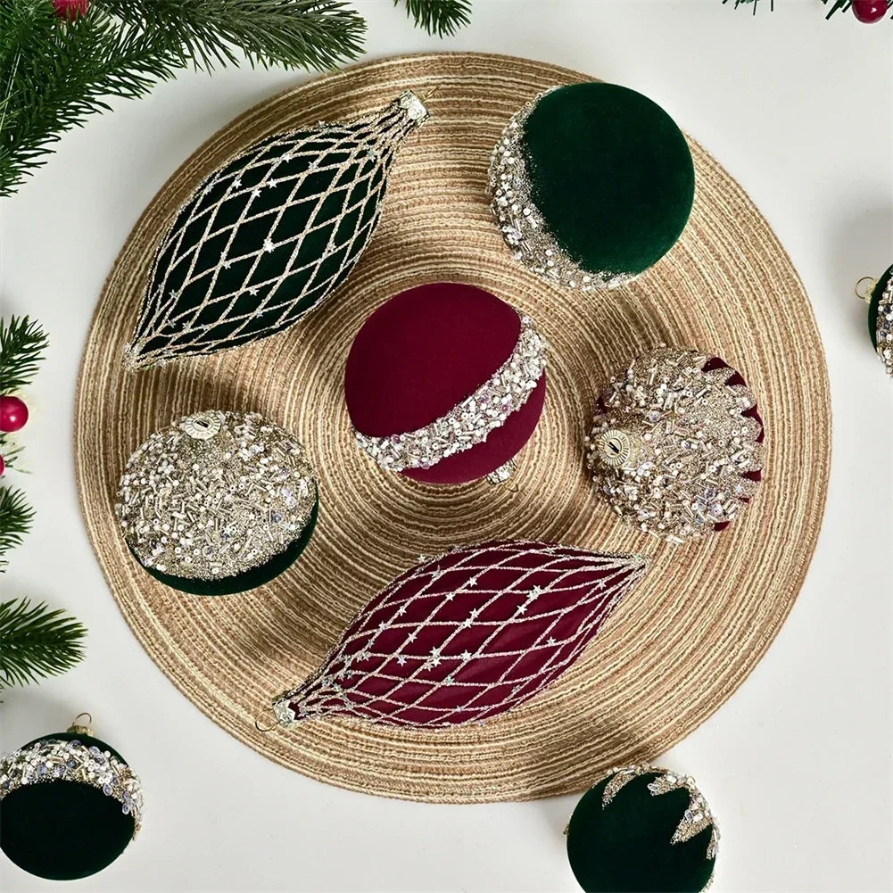 10Pack 8CM Xmas Ornament Flocking Ball Christmas Tree Party Holiday Christmas Ornaments For Xmas Trees Home Decor Oasis Select