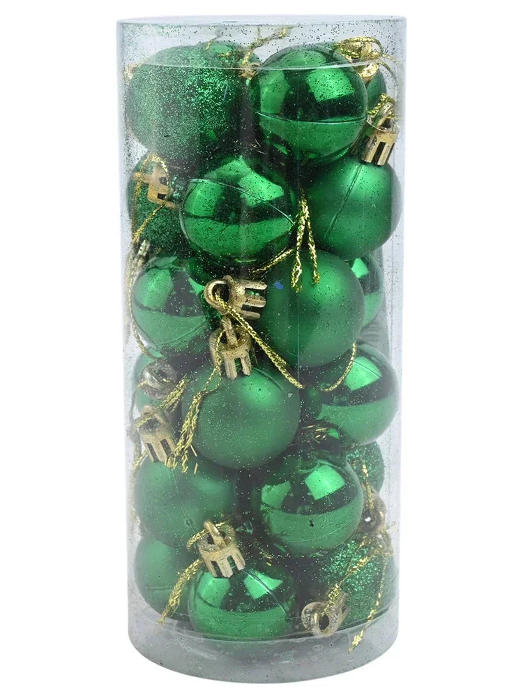 3cm Christmas Tree 24pcs Ball Baubles Plastic Props Xmas Birthday Decorations Glitter Hanging Holiday Matte Ornaments Wedding Oasis Select Dark Green China Mainland