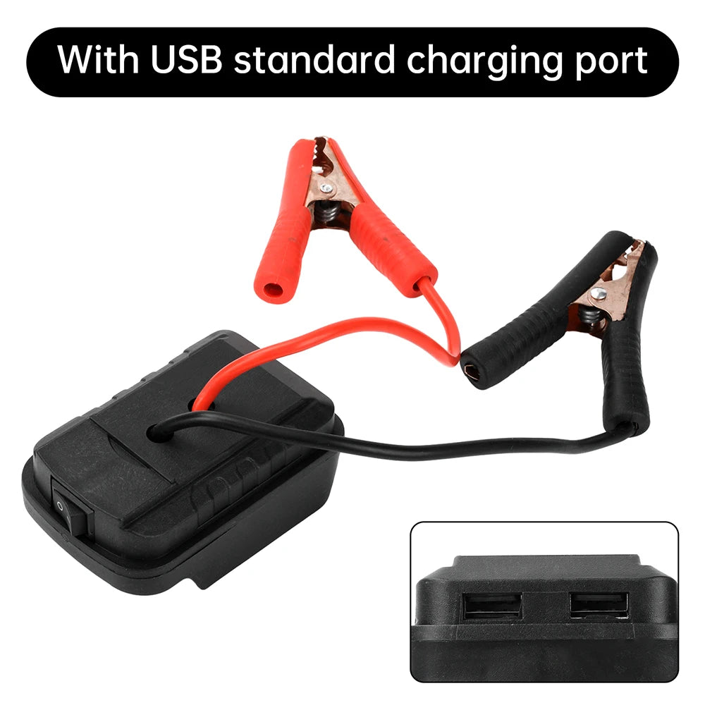 Car Lithium Battery Converter Charger Clip Auto Igniter Jump Starter For Booster Cable Adapter Emergency Power DIY Tools Oasis Select With USB port