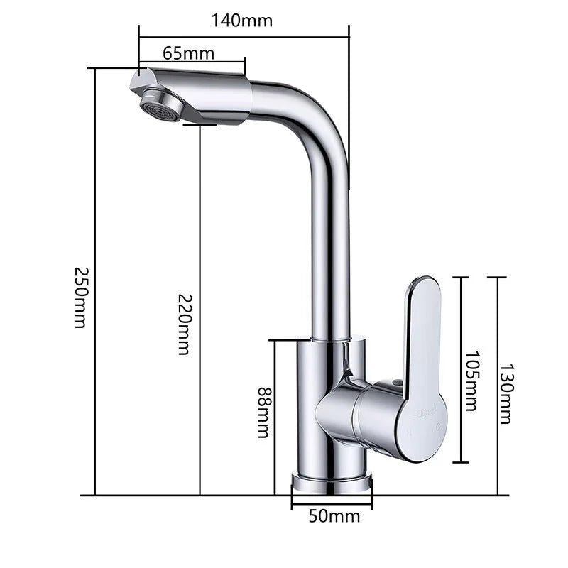 Rotatable Single Handle Hot & Cold Basin Faucet | Kitchen & Bath