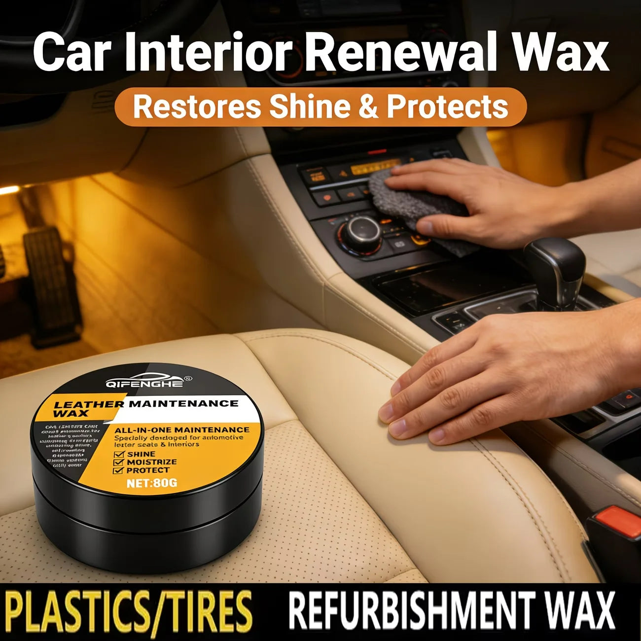 Car Leather Conditioner Wax & Polish with Applicator