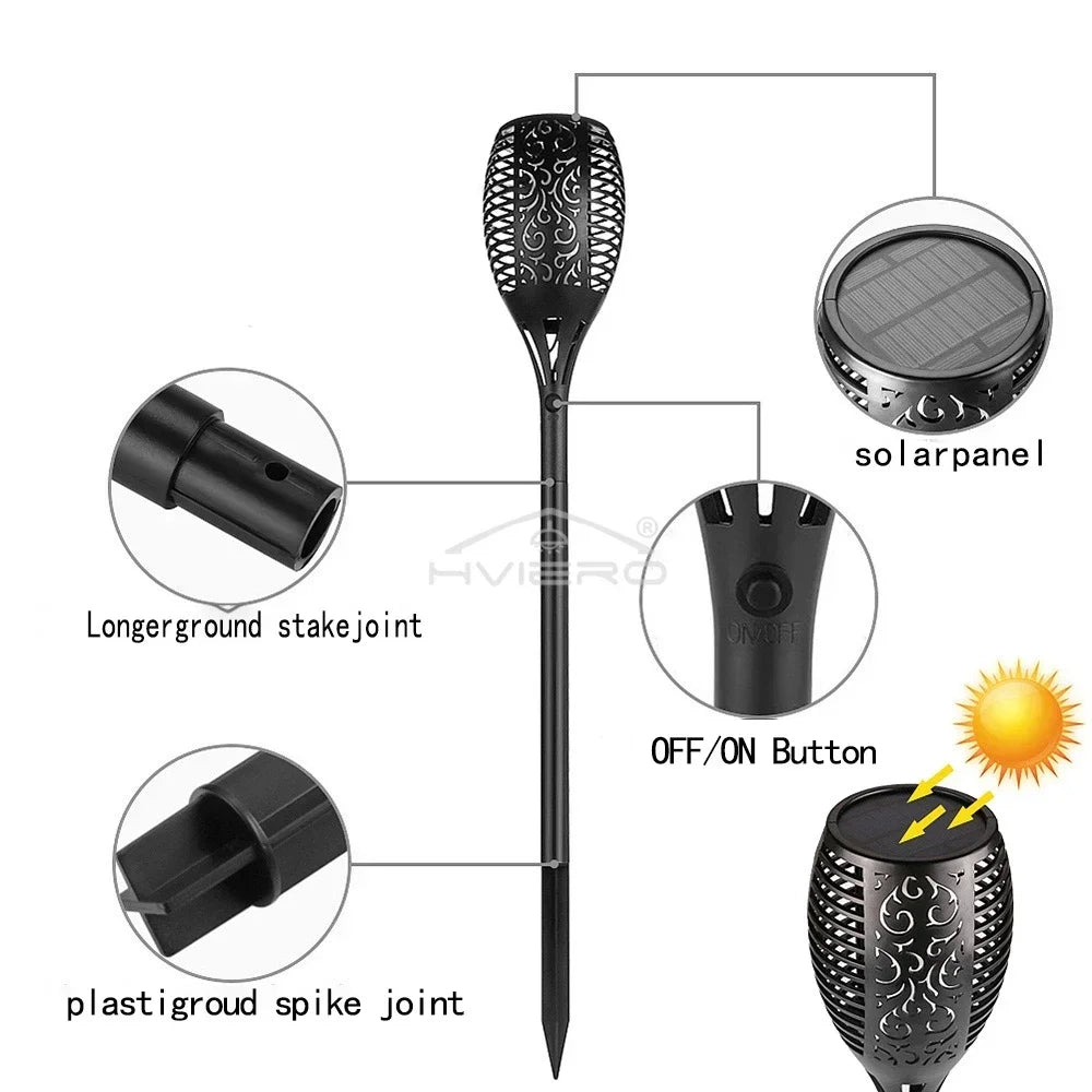 Solar Flame Torch Light 51 LED Outdoor Garden Stake Lamp