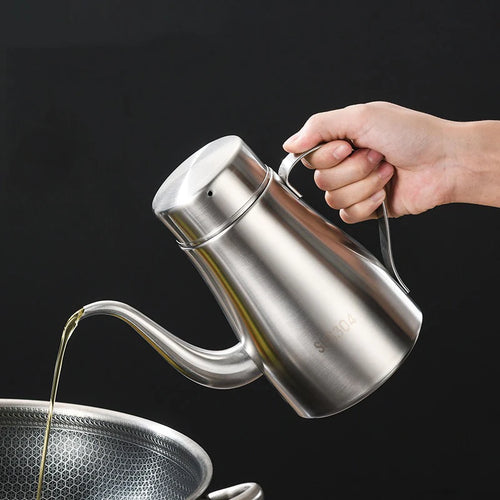 304 Stainless Steel Oil Pot Kitchen Oil Bottle Oil Tank Pot Household Edible Oil Pot Large Oil Tank Oil Pot Pouring Oil Bottle Oasis Select