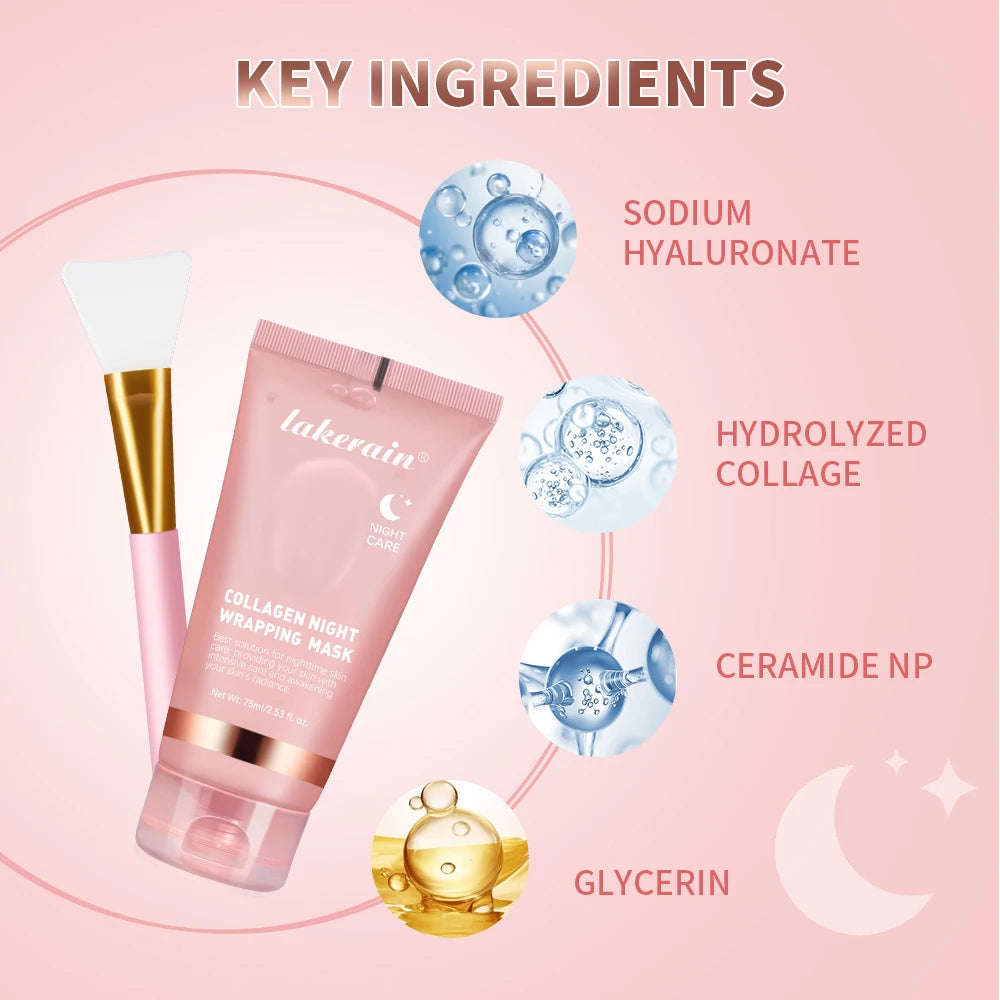 Collagen Wrapping Mask And Brush Set Rejuvenation Moisturize Brightening Korean Face Mask Make Glowy Skin Elasticity Facial Mask Oasis Select