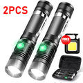 Super Bright T6 Flashlight USB Rechargeable Tactical Zoom Torch Portable Pen Clip Work Lamp Outdoor Camping Fishing Flashlight Oasis Select Set A
