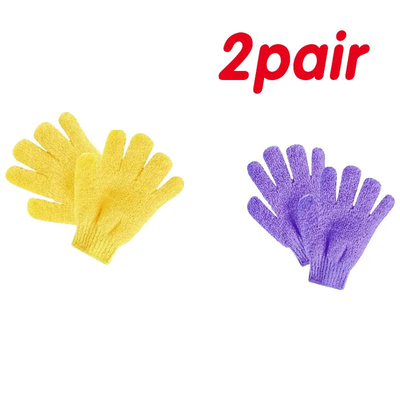1 2pair Five Fingers Bath Gloves Household Shower Scrub Body Wash
