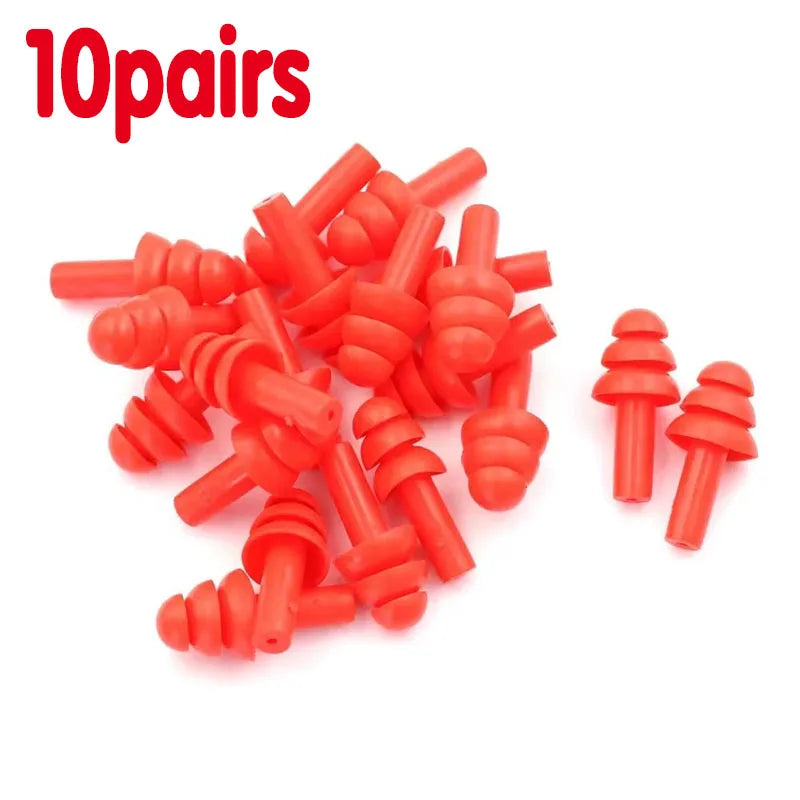 10-50pairs Ear Plugs Sound insulation Waterproof Silicone Ear Protection Earplugs Anti-noise Sleeping Plug For Noise Reduction Oasis Select 10pairs -Red