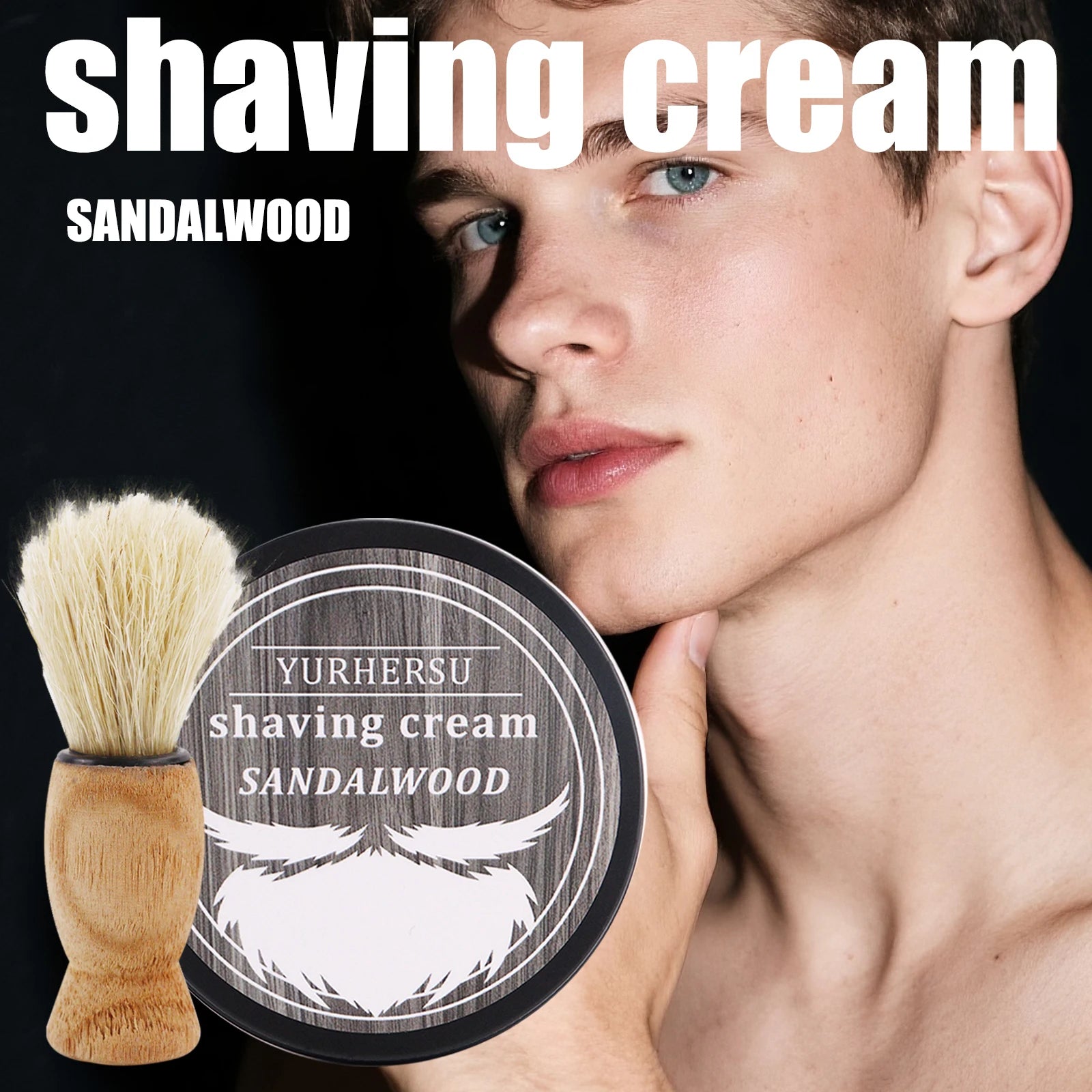 YURHERSU Sandalwood Shaving Soap 80g – Natural Glycerin for Men Shaving Soap Oasis Select