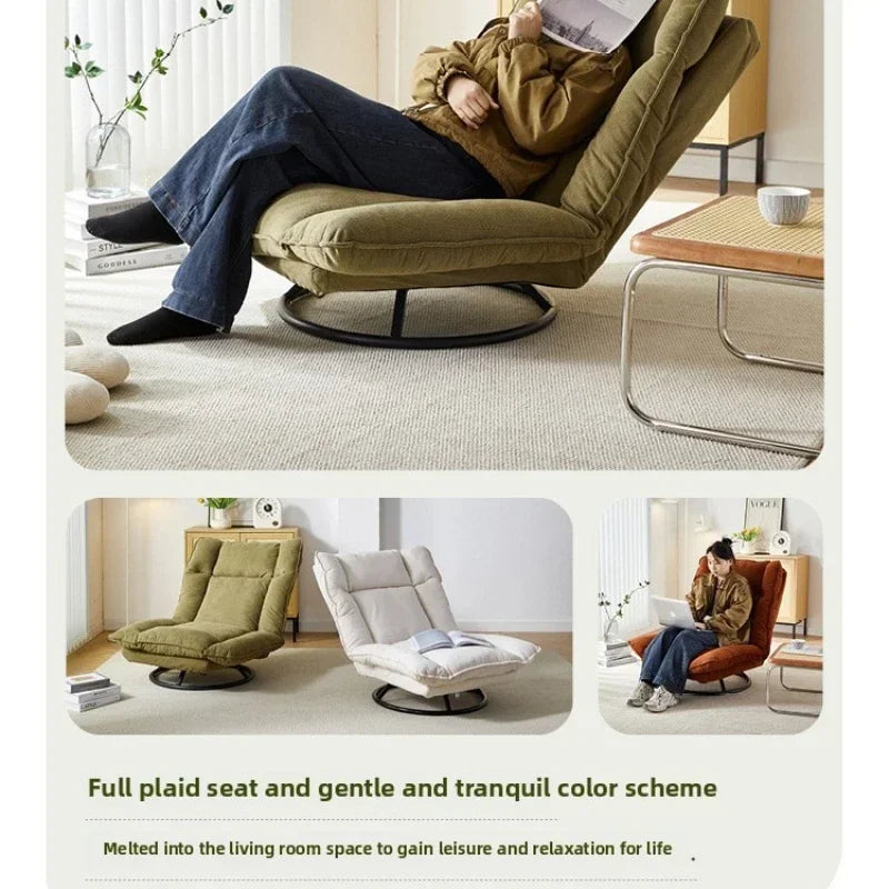 New rotating sofa chair, living room balcony fabric lazy sofa, adjustable backrest rotating leisure chair swivel chair Oasis Select