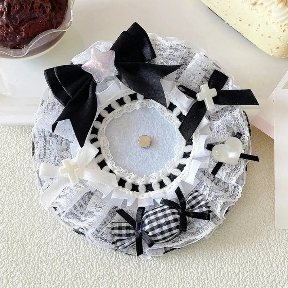 Lace Magnetic Anime Badge Holder Rose Candy Pins Display Base Heart Cross Ornate Ribbon Badge Flower Ita Bag Accessories Oasis Select Style 6