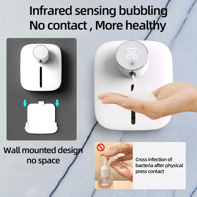 Hot Soap Dispenser Automatic Wall-mounted Rechargeable Temperature Display Liquid Foam Soap Dispensers Hand Sanitizer Machine Oasis Select