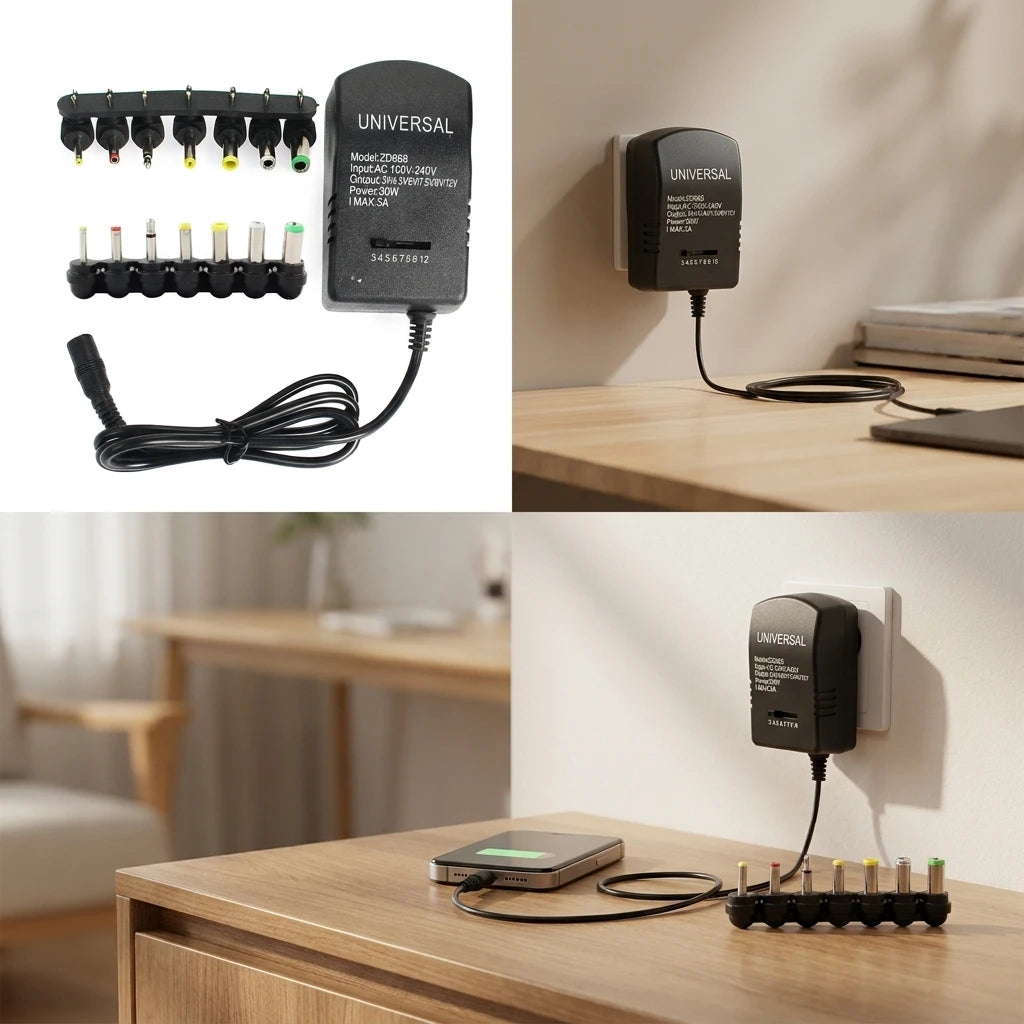 Multi Voltage Adjustable Adapter Power Supply Charger AC 220V to DC 3V-12V Converter EU/US Plug 7-30W for Electronic Devices Oasis Select