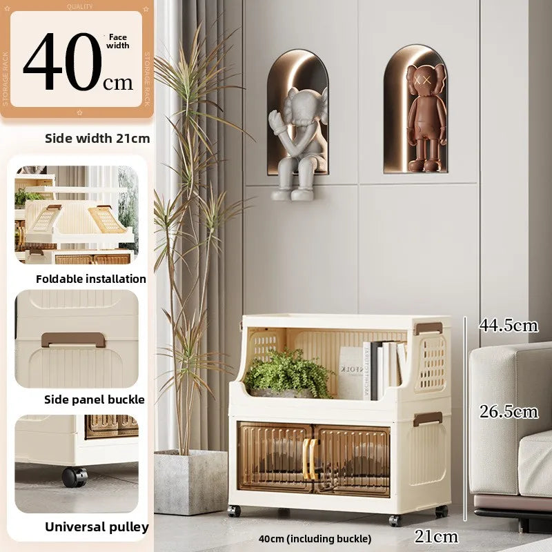40-50-60 transparent household living room multi-layer mobile snack locker storage folding rack locker Oasis Select 40CM 1 plus 1