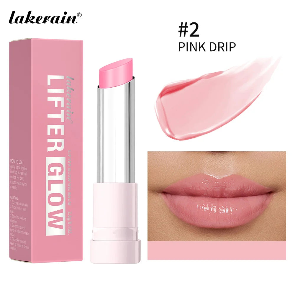 Lakerain Glow Oil Balm Long-lasting Moisturizing Lip Oil Balm Smooth Moisturizing Daily Lips Care Pink Natural Cosmetics Makeup Oasis Select 2 PINK DRIP
