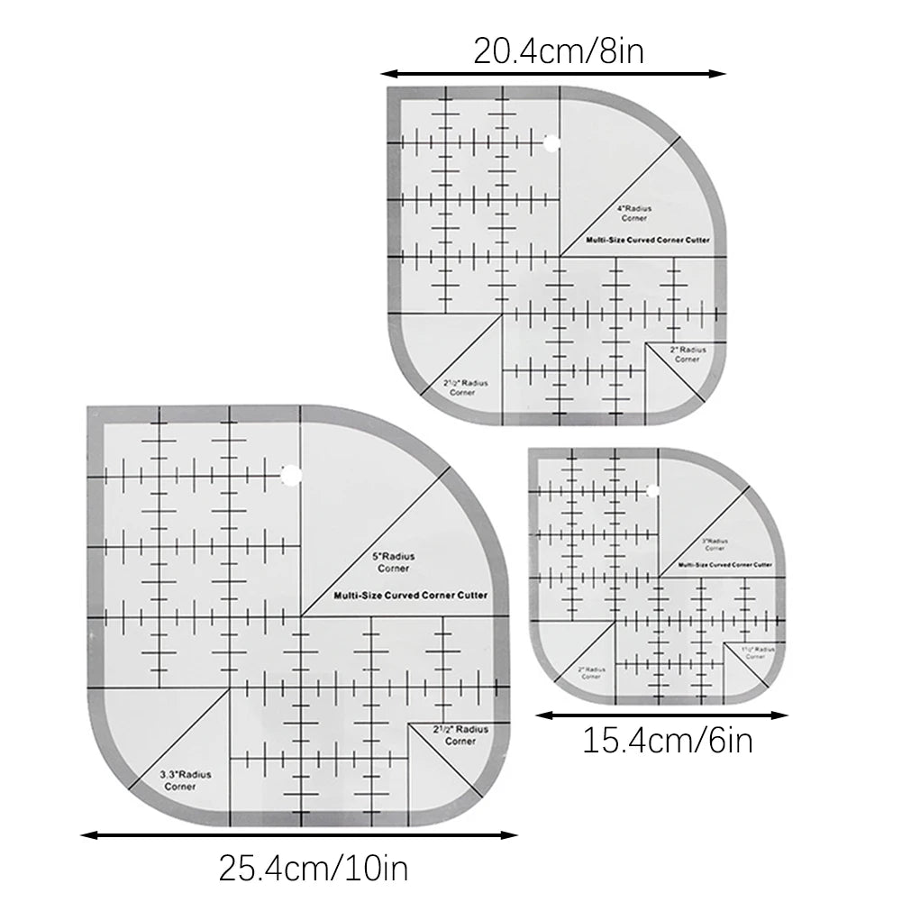 Acrylic Non-Slip Curved Corner Cutter Ruler | Quilting Template