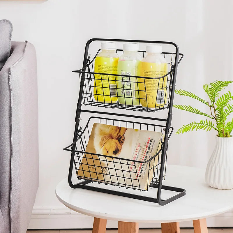 black floor-to-ceiling multi-layer vegetable rack, household vegetable and fruit storage basket, seam storage rack Oasis Select