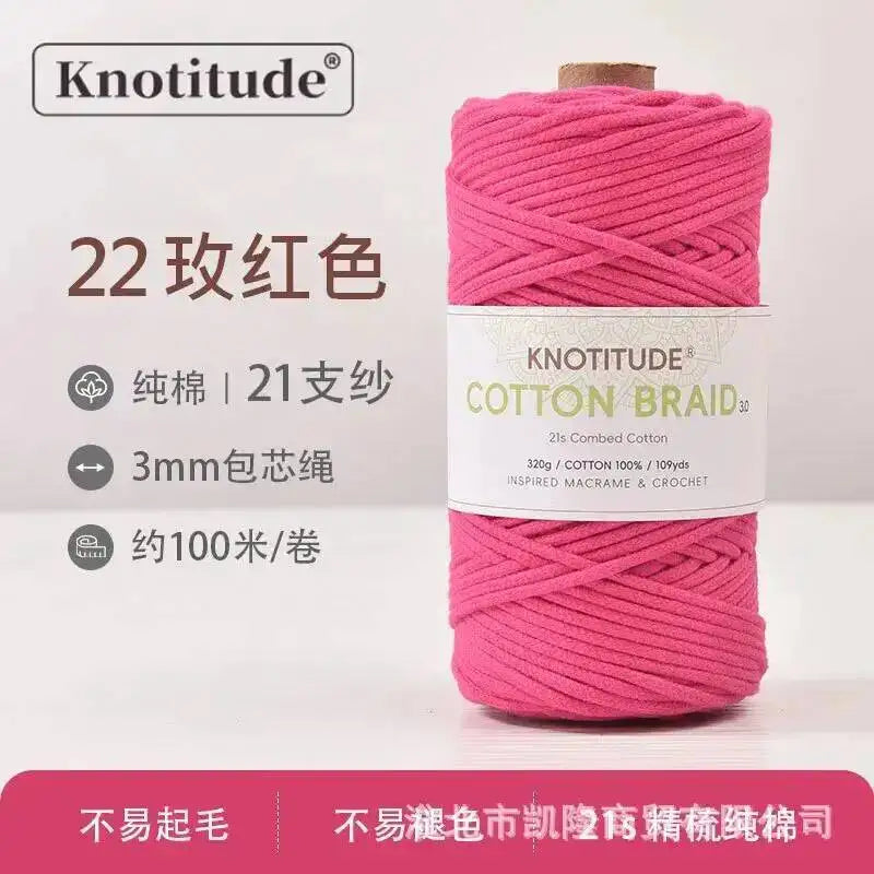 Macrame Braid Cotton Cord 109Yards Pure Rope Bracelet Knots DIY Craft