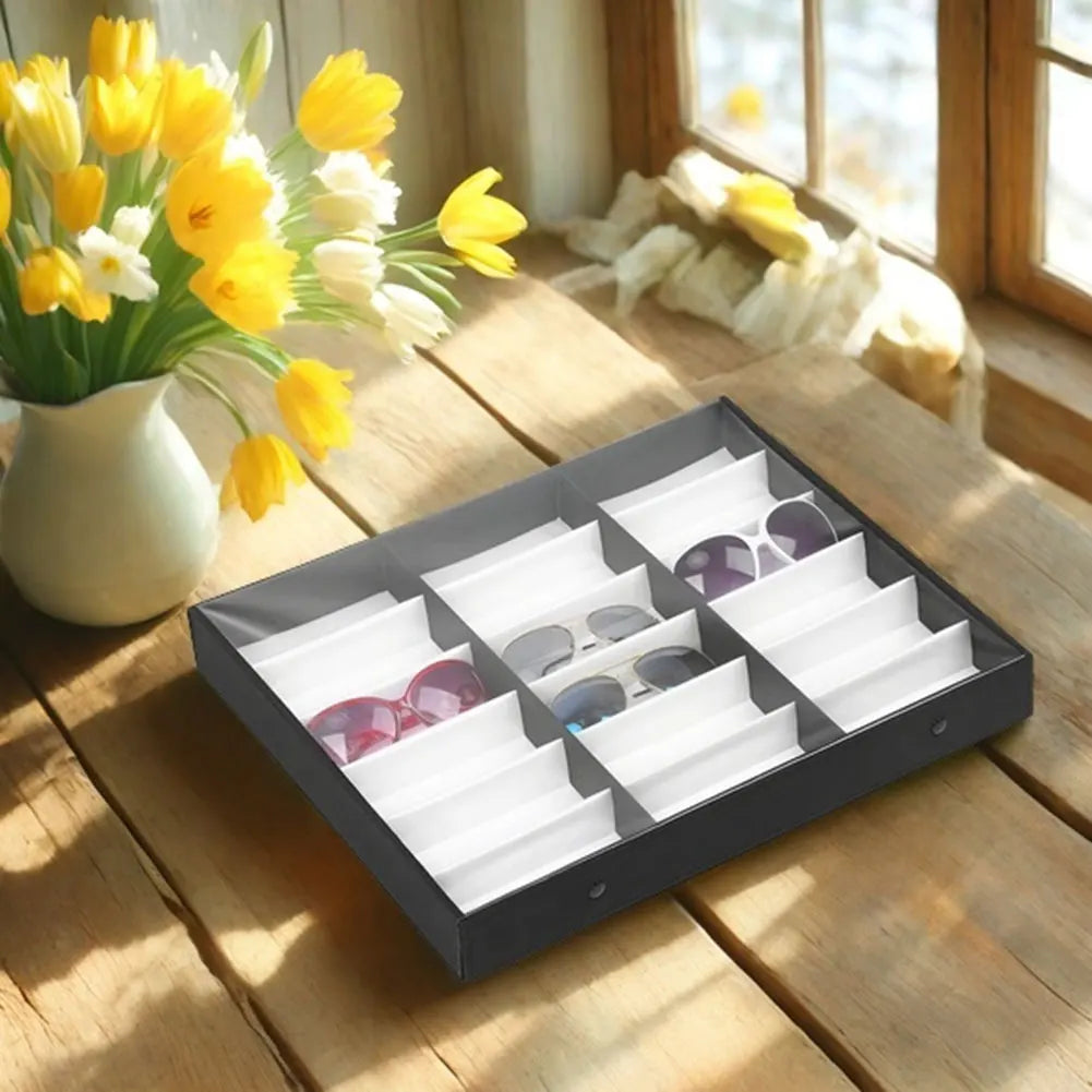 18-Slot Eyeglass & Sunglass Storage Display Case Organizer