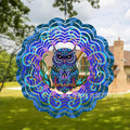 Metal Yard Owl Wind Spinner 3D Dynamic Rotating Wind Chimes Decorated Stainless Steel Windmill Pendant Oasis Select A 30X30CM