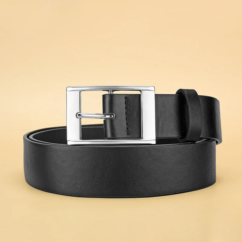 New Luxury Belt for Men PU Leather Belt Metal Pin Buckle High Quality Famous Brand Designer Waist Strap Belts for Jeans Men Belt Oasis Select