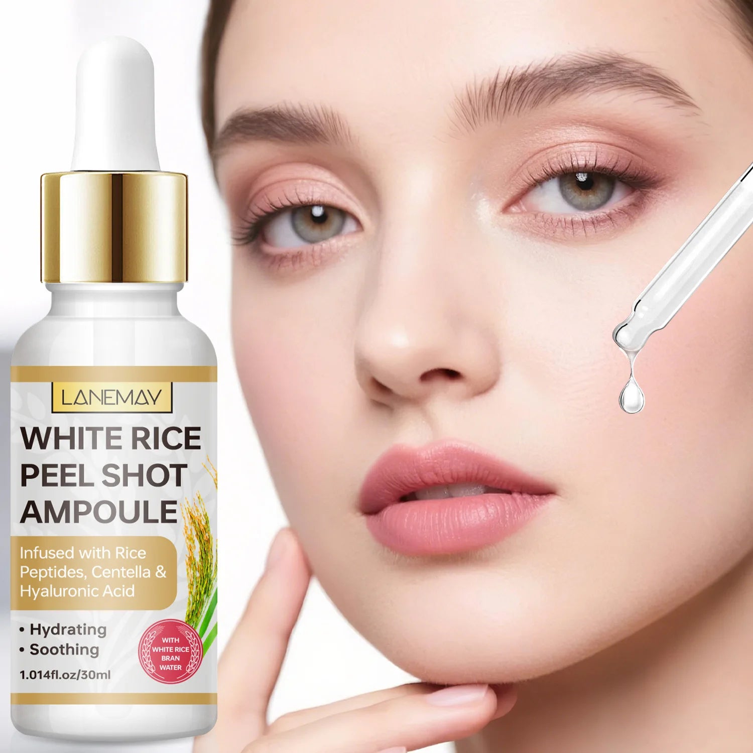 White Rice Peel Shot Ampoule – Rice Peptides & Hyaluronic Acid