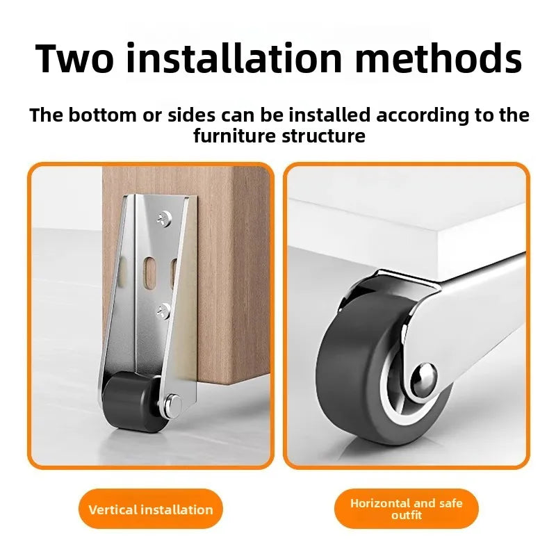 1Pcs Side-Mounted Casters, Silent Rubber Wheels, Drawer Caster, for Furniture, Kitchen Cabinet, Table, Loading Capacity 20KG Oasis Select