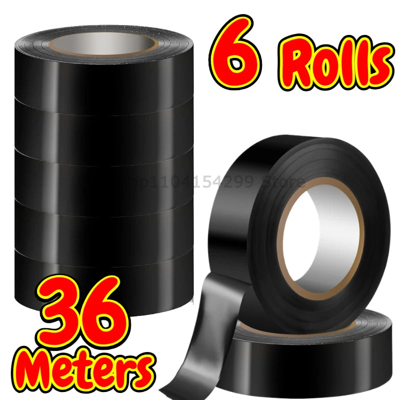 Black Electrical Wire Tape Electric Insulation Tape Heat Shrink High-Temp Insulating Adhesive for Industrial Home Mechanics Use Oasis Select 6roll