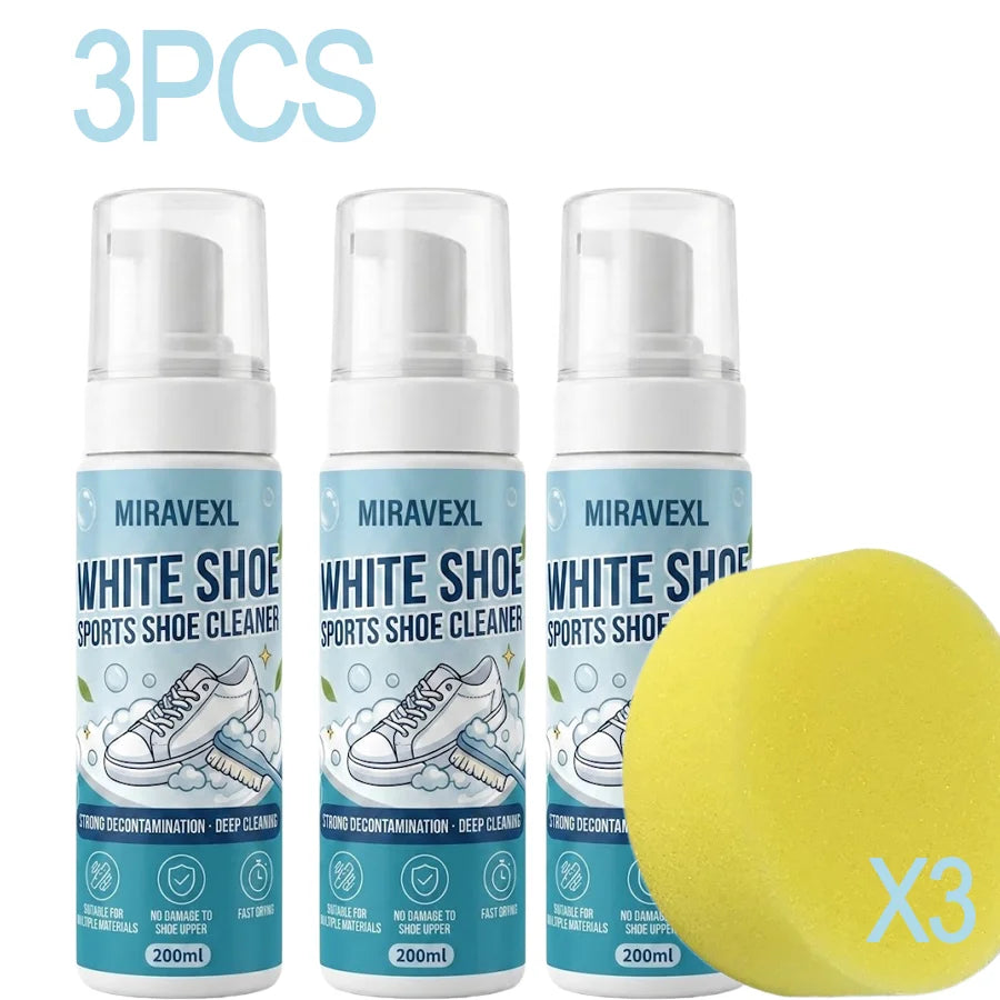 Professional Shoe Cleaner Foam Dry Clean Liquid Decontamination for Suede Leather Sneaker Sheepskin Care with Cleaning Sponge Oasis Select 3PCS