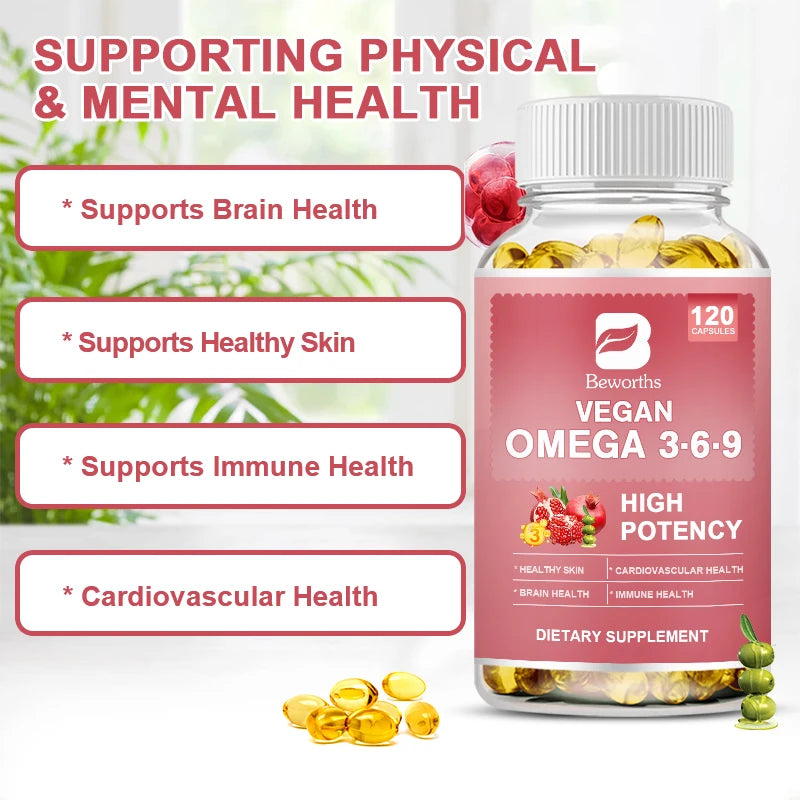 BEWORTHS Omega 3，6，9 Capsules rich in Fatty Acids Support Immune Health, Brain, Skin and Cardiovascular Health Oasis Select