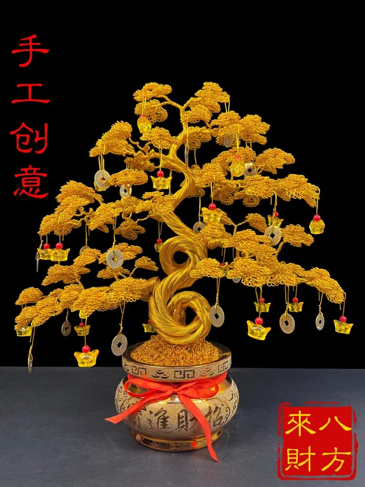 Cash cow handicraft fortune tree fortune decoration wine cabinet decoration living room office shop opening gifts Oasis Select