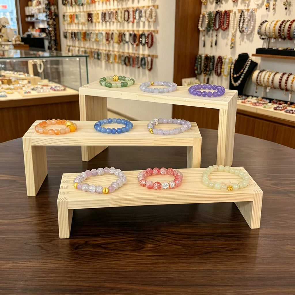 1pc ladder style wooden jewelry display rack long/short bracelet storage display rack countertop style store display rack Oasis Select