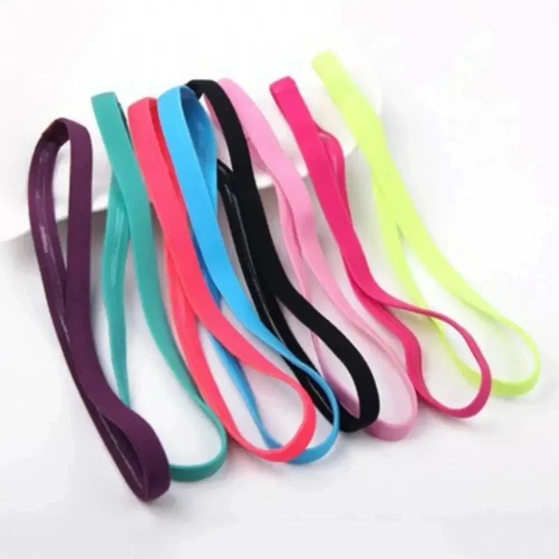 5Pcs Candy Color Women Men Yoga Hair Bands Sports Headband Girls Sport Anti-slip Elastic Rubber Sweatband Football Running Oasis Select