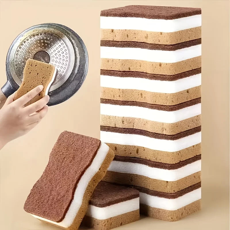 Three Layer Seaweed Kitchen Dishwashing and Cleaning Sponge,Durable and Scratch Resistant,Super Absorbent Kitchen Cleaning Brush Oasis Select