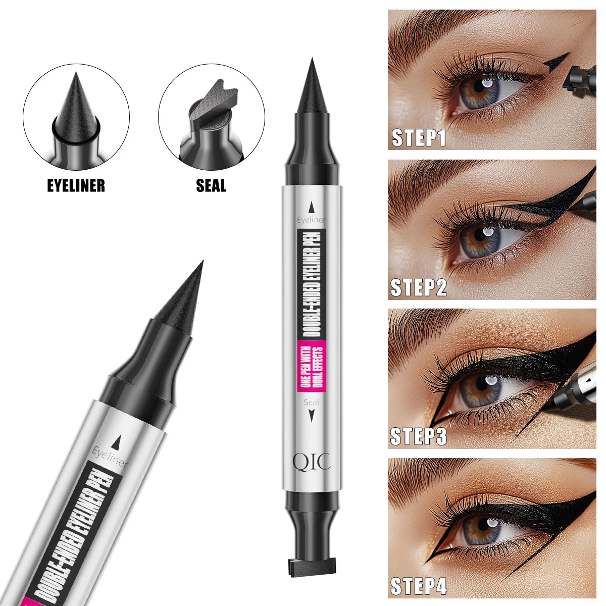QIC Double-Ended Stamp Liquid Eyeliner Pen – Waterproof