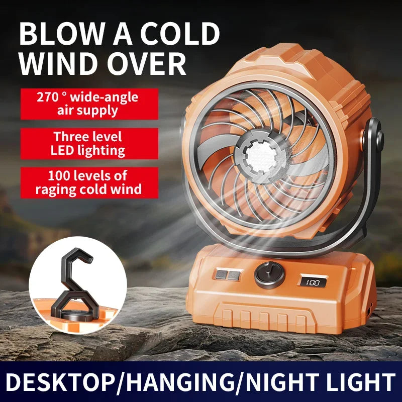 URGGU 6" Camping Fan | 100 Speeds, LED Light & Digital Display