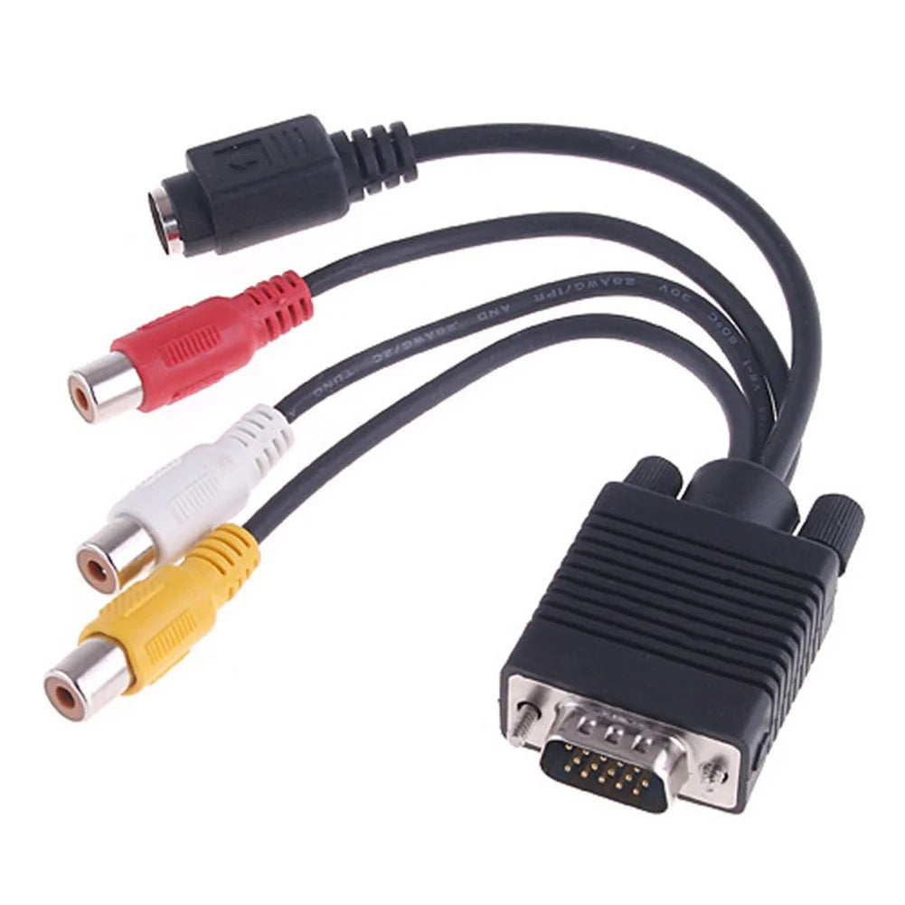 For VGA to For S-Video + For RCA CompoFor Site Video Adapter with 10cm Length for PC to For TV Analog Connection Oasis Select