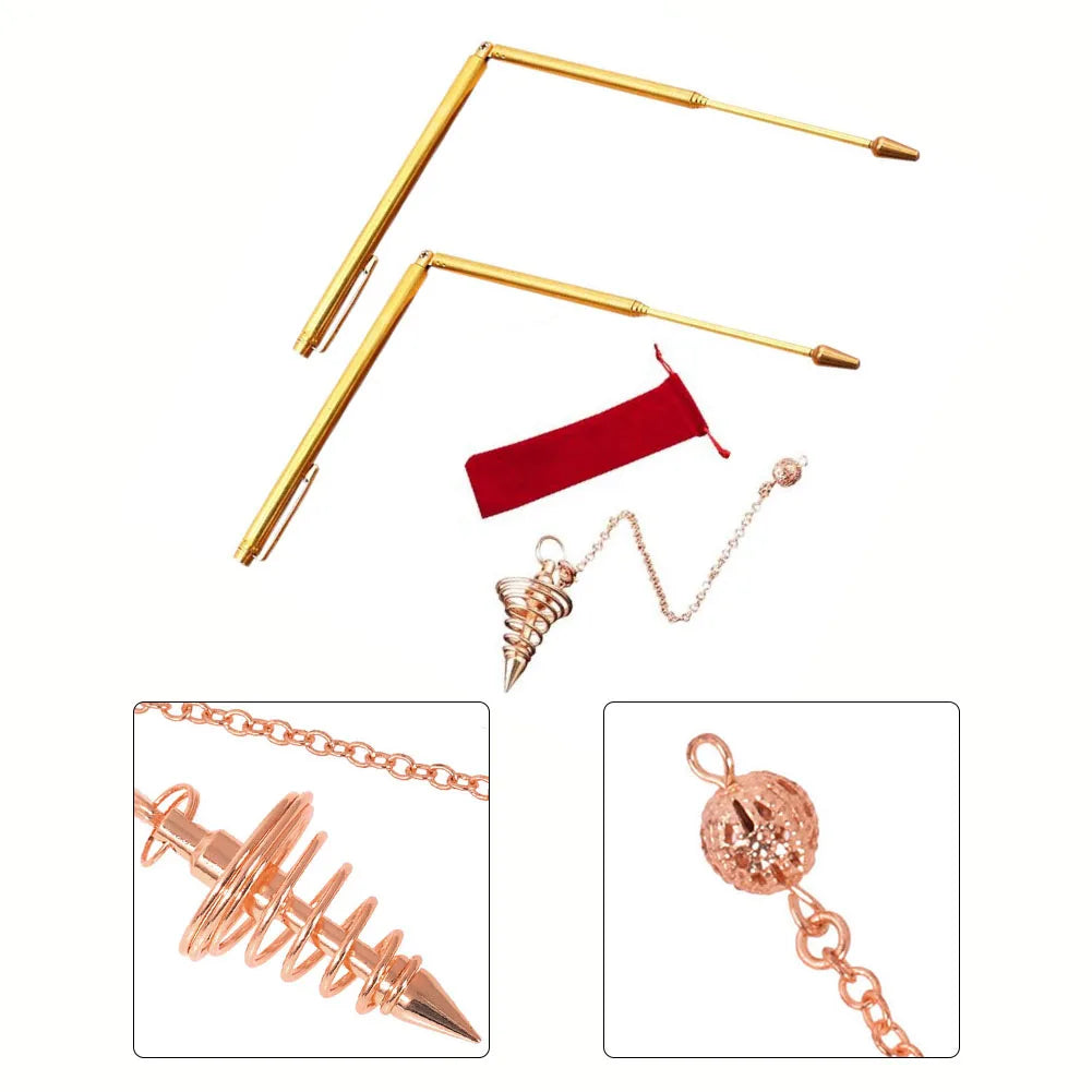 3/4pcs 99.9% Copper Detector Rod Metal Detector Rod With Pendulum Pendant For Treasure Hunting Divination Tools Oasis Select