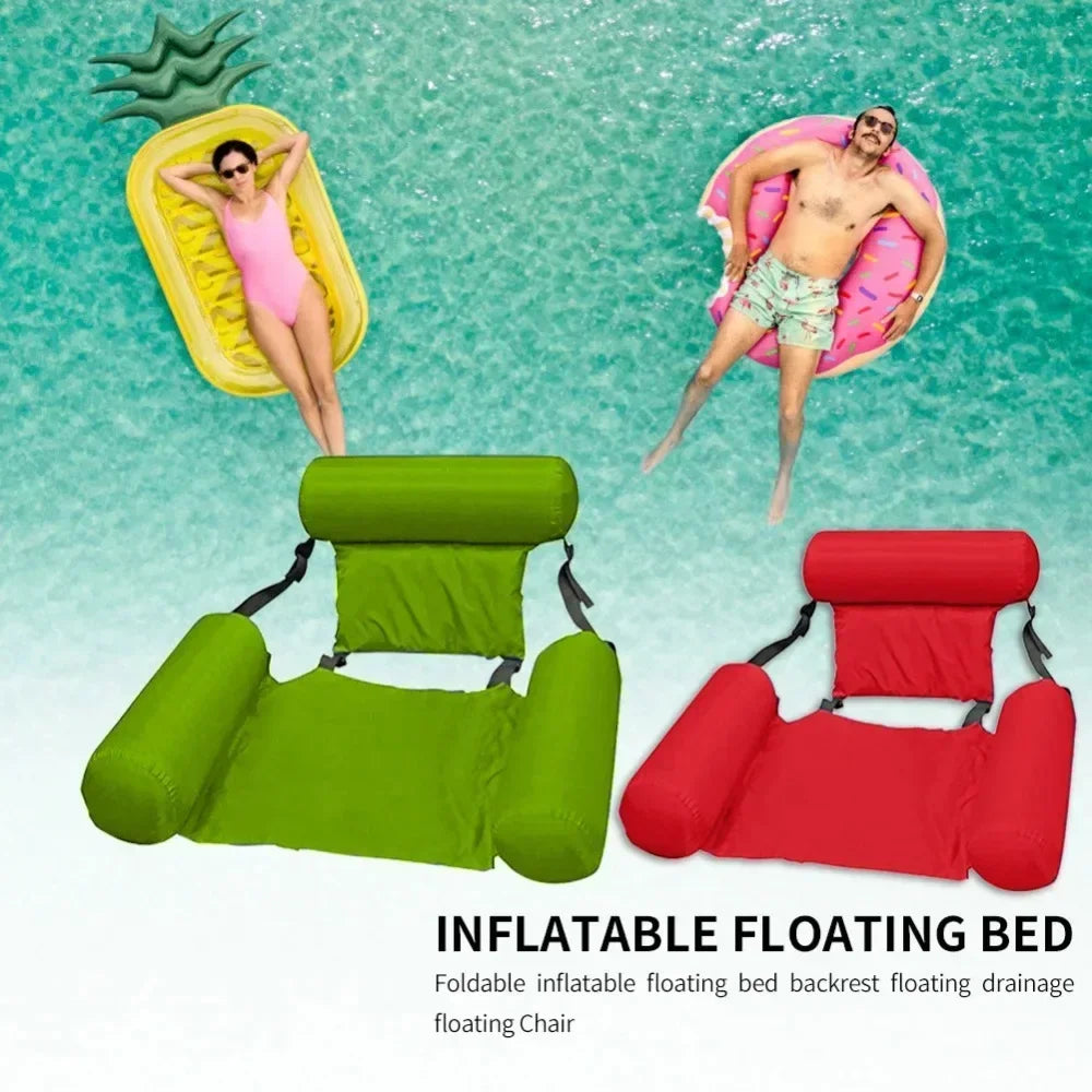 Inflatable Water Hammock Foldable Pool Float Lounger Mesh Air Mattress Recliner Bed for Adult Summer Swimming Beach Pool Party Oasis Select