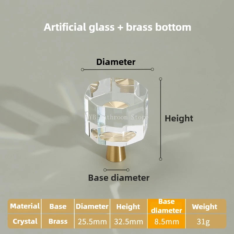 Cupboard Door Handle for Furniture Hardware Solid Brass Crystal Glass Cabinet Pull Kitchen Storage Door Handles Drawer Knobs Oasis Select A star anise 1Pcs