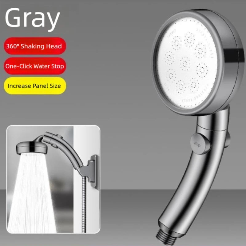 1pc Dual Modes Shower Head With Stop Button Booster Shower Head Handheld Rainfall Showerhead Faucet Bathroom Accessories Oasis Select Gray