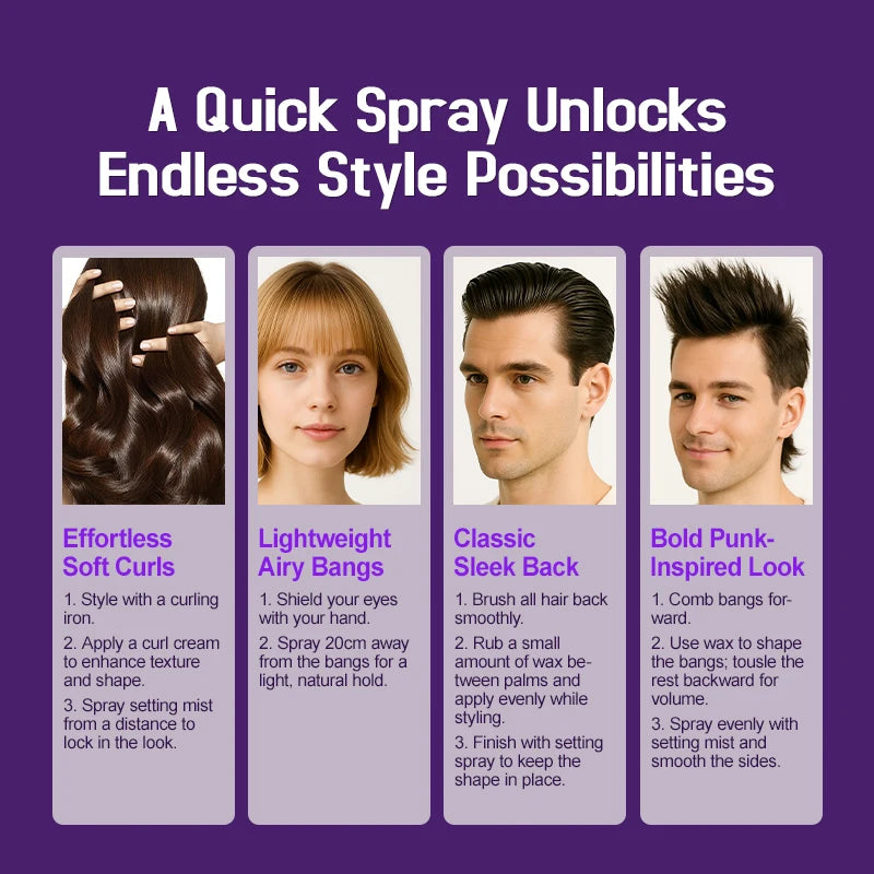 PURC Hair Styling Spray Long-lasting Hold Adds Texture Volume Anti-Breakage Smoothing Hair Shaping Care for Men Women Oasis Select