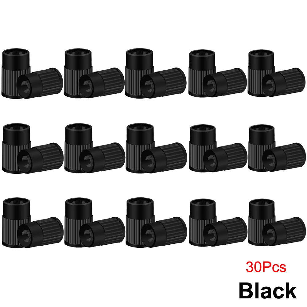 Tire Stem Valve Caps with Valve Core Remover Tool Plastic Dust Caps Universal for Cars, Bike and Bicycle, Trucks, Motorcycles Oasis Select Black-30Pcs