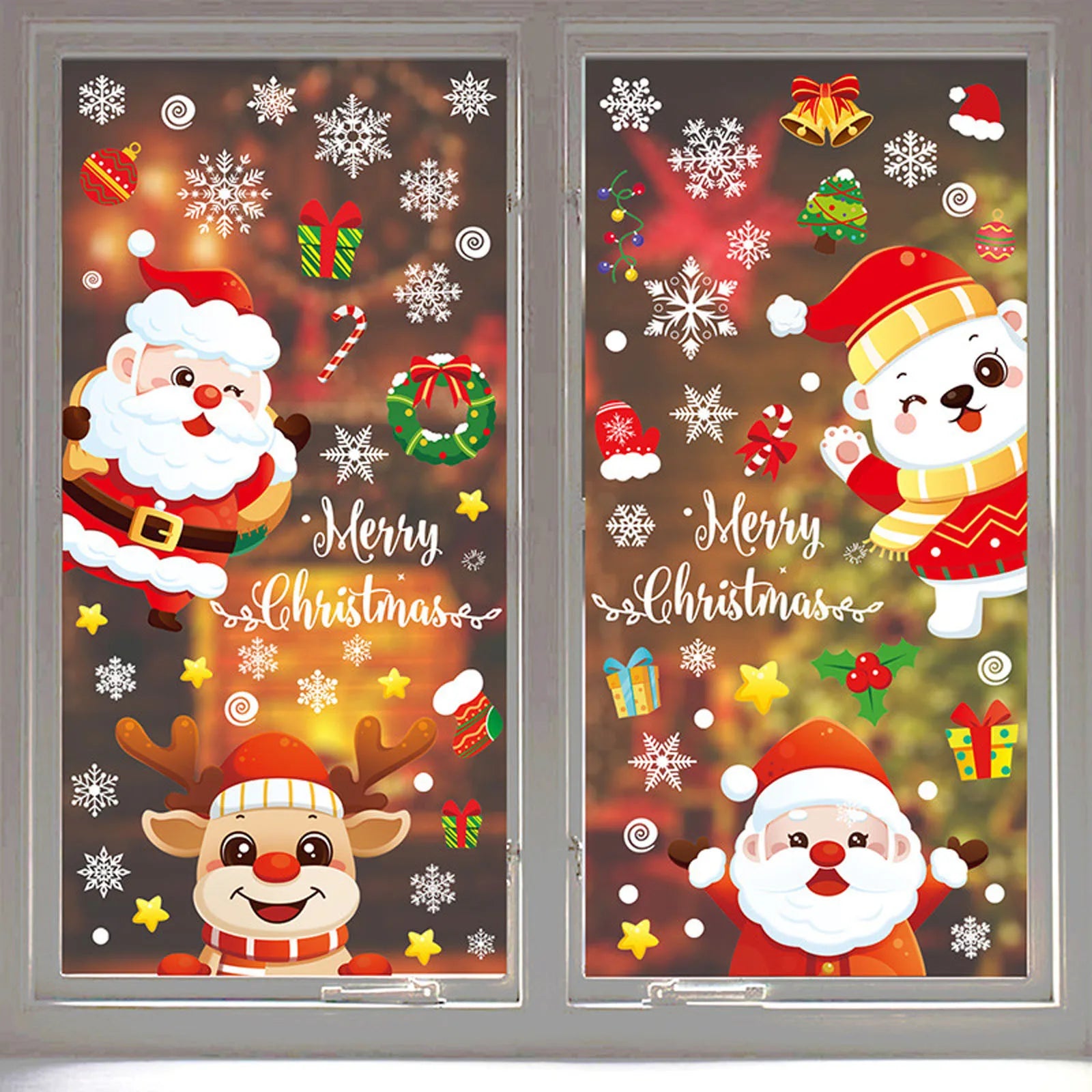Christmas Electrostatic Window Stickers – Santa & Reindeer Holiday Window Clings Oasis Select