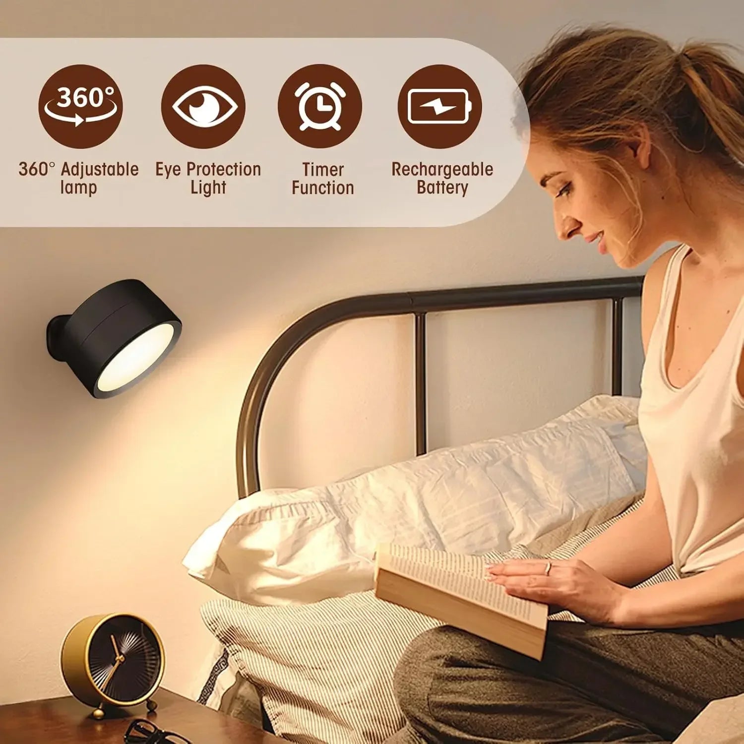 LED Wall Mounted Lights with Remote Wireless Magnetic Wall Sconces 3 Color Dimmable USB Rechargeable for Bedroom Bedside Light Oasis Select