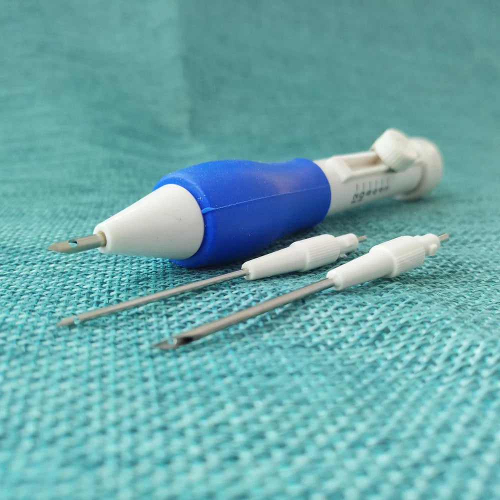 Magic Embroidery Pen Embroidery Needle Weaving Tool Fancy Silica Gel 1Embroidery Pen+4Needles For Embroidery Free Shipping Items Oasis Select Blue