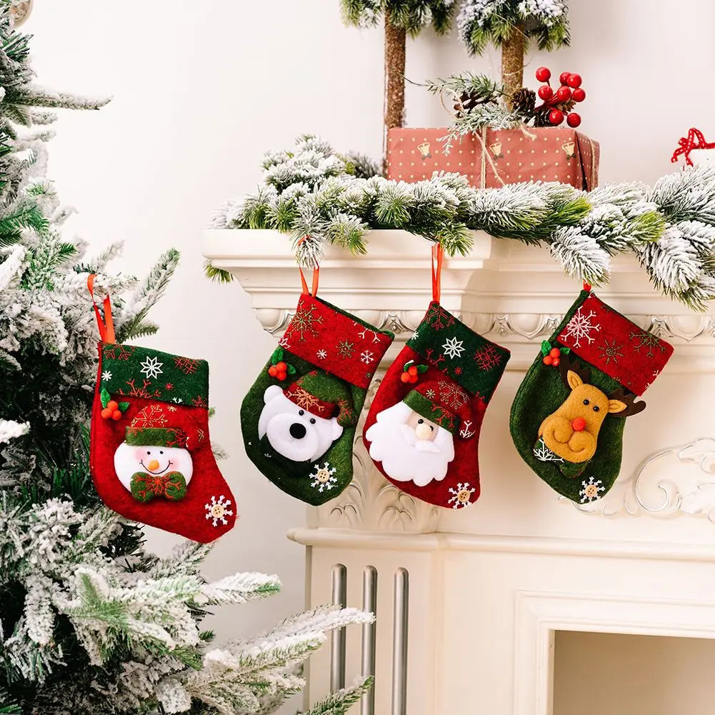 Parts Christmas Stocking Accessory Ornament Santa Snowman Socks Xmas Tree Bag Fabric Hanging Mini High Quality Oasis Select