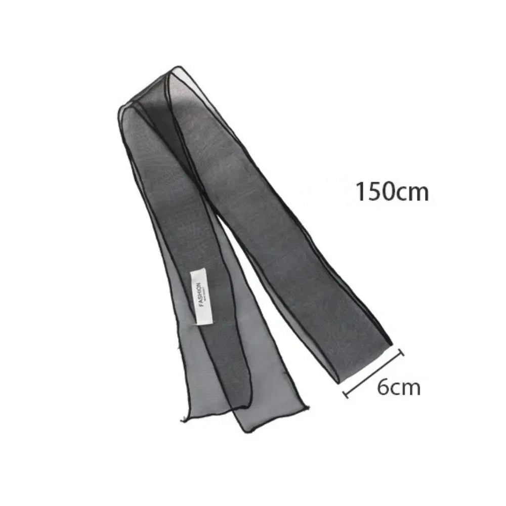 Decorative Solid Color Silk Scarf Y2K Thin Organza Headscarf Narrow Scarf Beach Oasis Select