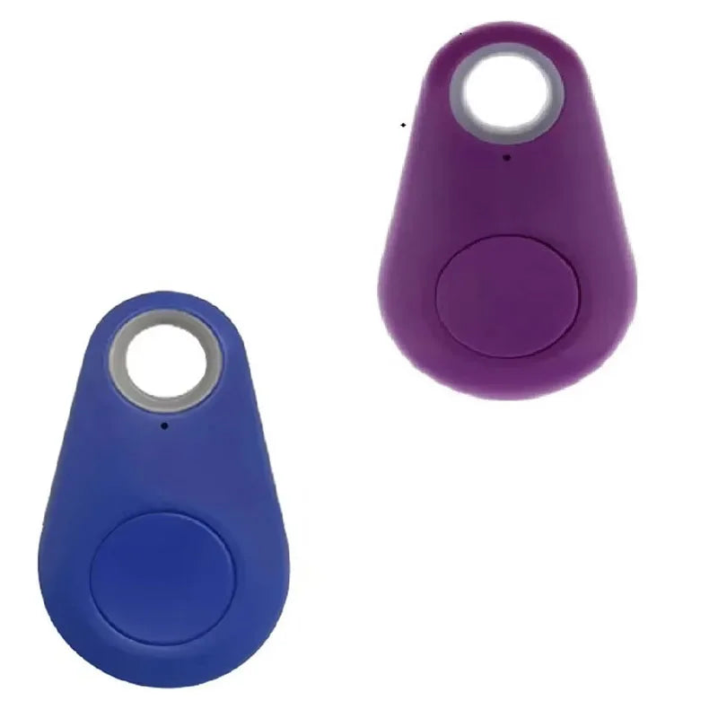 1/2pcs Mini Fashion Smart Dog Pets Bluetooth 4.0 GPS Tracker Anti-lost Alarm Tag Wireless Child Bag Wallet Key Finder Locator Oasis Select Purple-Navy blue